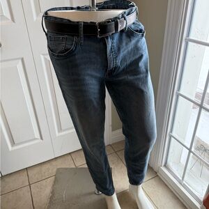 Calvin Klein Women's Blue Boyfriend Jeans with Black Belt